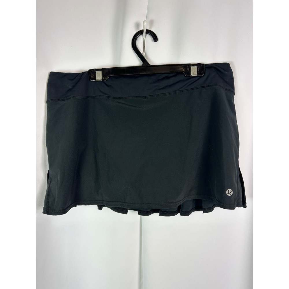 Lululemon Pace Setter Skirt Black Pleated Athletic Tennis Running Skort Size 8
